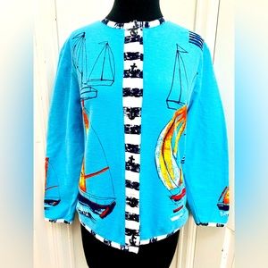 Cute Sailboats Jacket NWOT by Onque Casuals Size S